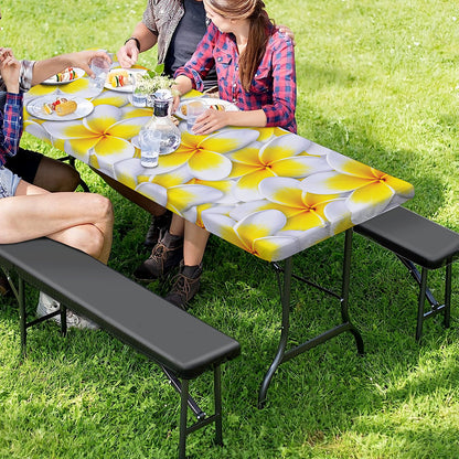 Frangipani Flower Print Picnic Table Cover