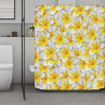 Frangipani Flower Print Polyester Shower Curtain
