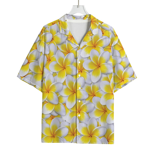 Frangipani Flower Print Rayon Hawaiian Shirt