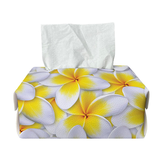 Frangipani Flower Print Rectangle Tissue Box Cover