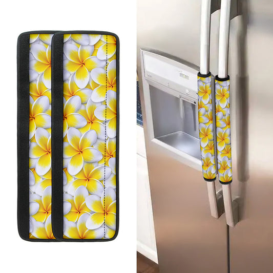 Frangipani Flower Print Refrigerator Handle Covers