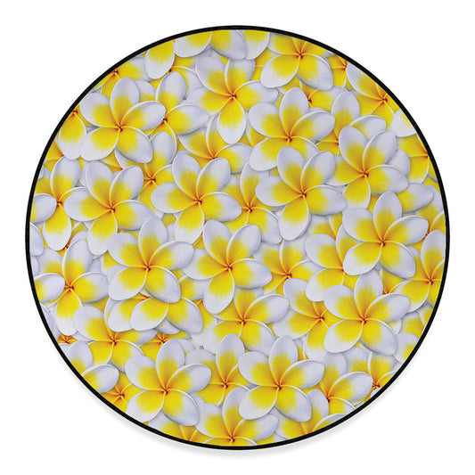 Frangipani Flower Print Round Floor Mat