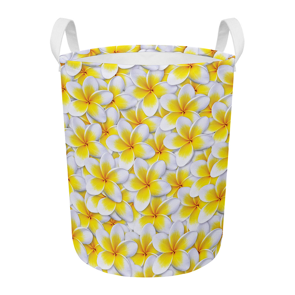 Frangipani Flower Print Round Laundry Basket