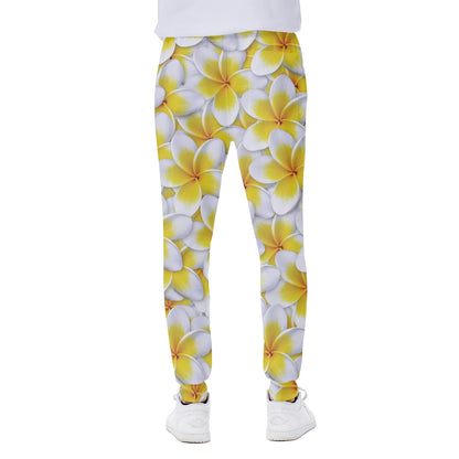 Frangipani Flower Print Scuba Joggers