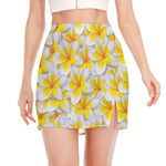 Frangipani Flower Print Side Slit Mini Skirt