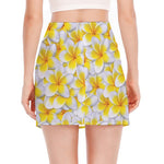 Frangipani Flower Print Side Slit Mini Skirt