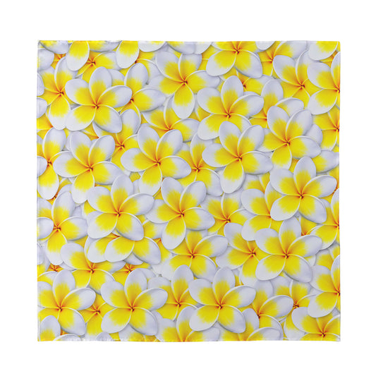 Frangipani Flower Print Silk Bandana