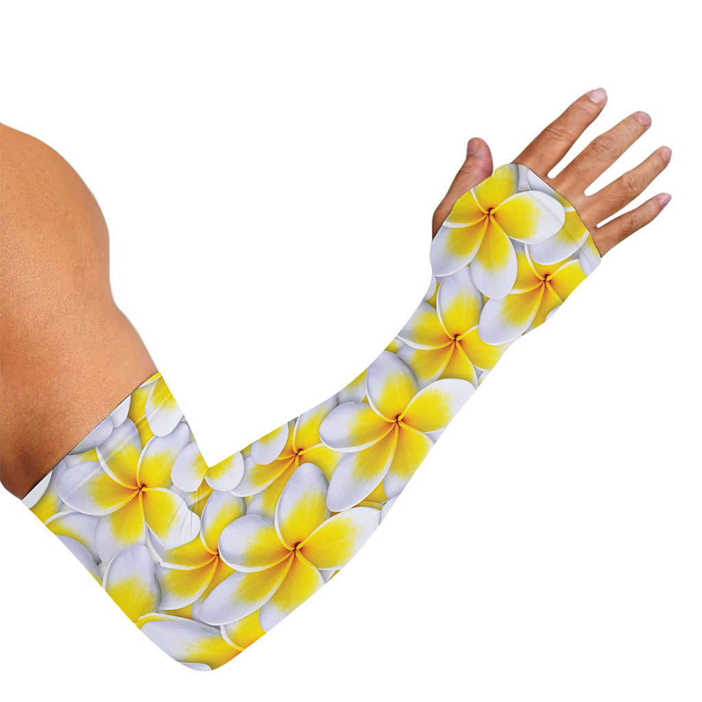 Frangipani Flower Print Sun Protection Arm Sleeves