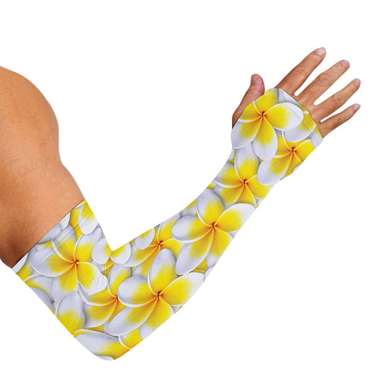 Frangipani Flower Print Sun Protection Arm Sleeves