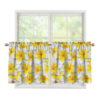 Frangipani Flower Print Tier Curtains
