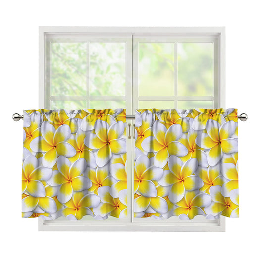 Frangipani Flower Print Tier Curtains