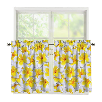 Frangipani Flower Print Tier Curtains