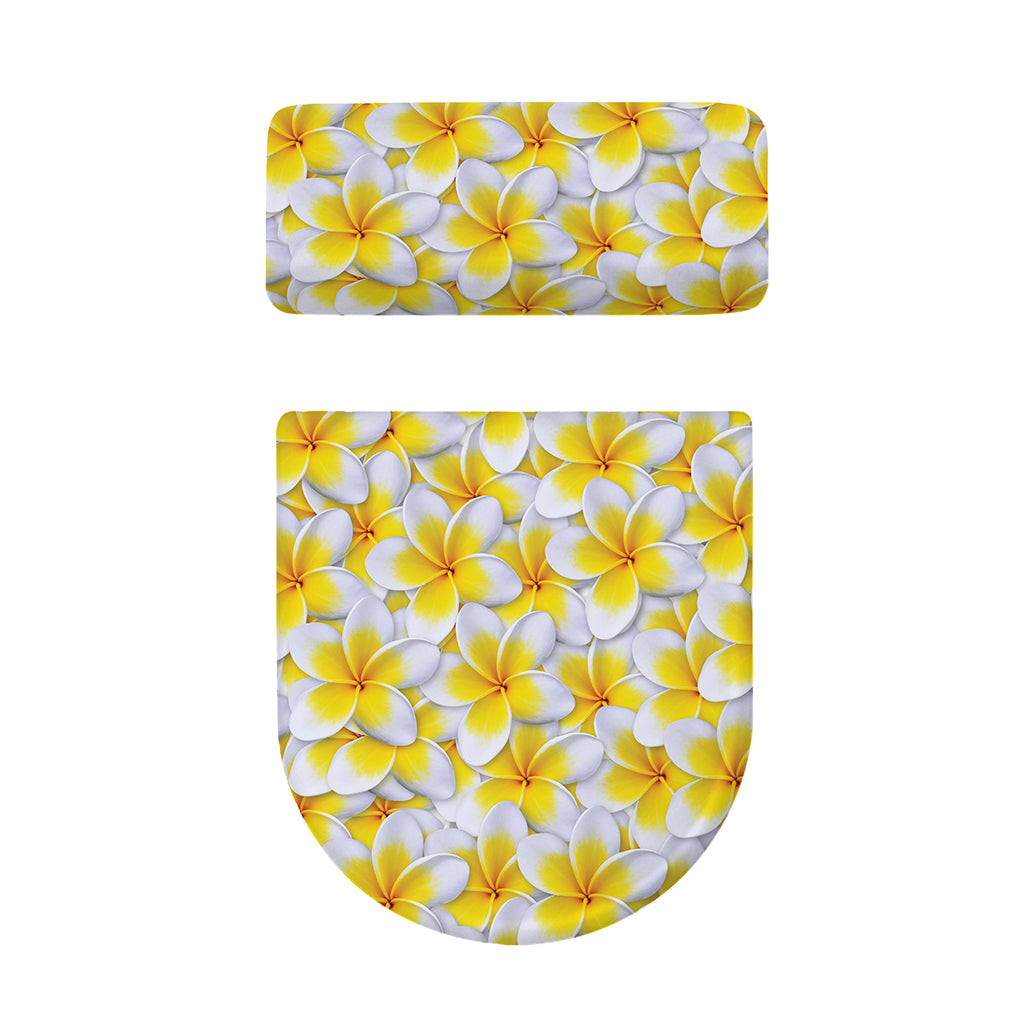 Frangipani Flower Print Toilet Lid And Tank Cover Set