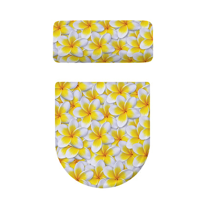 Frangipani Flower Print Toilet Lid And Tank Cover Set