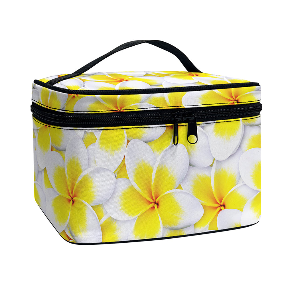 Frangipani Flower Print Travel Makeup Bag