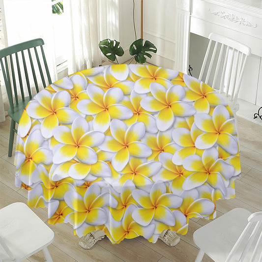 Frangipani Flower Print Waterproof Round Tablecloth