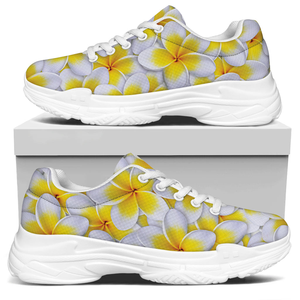 Frangipani Flower Print White Chunky Shoes