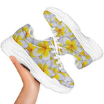 Frangipani Flower Print White Chunky Shoes