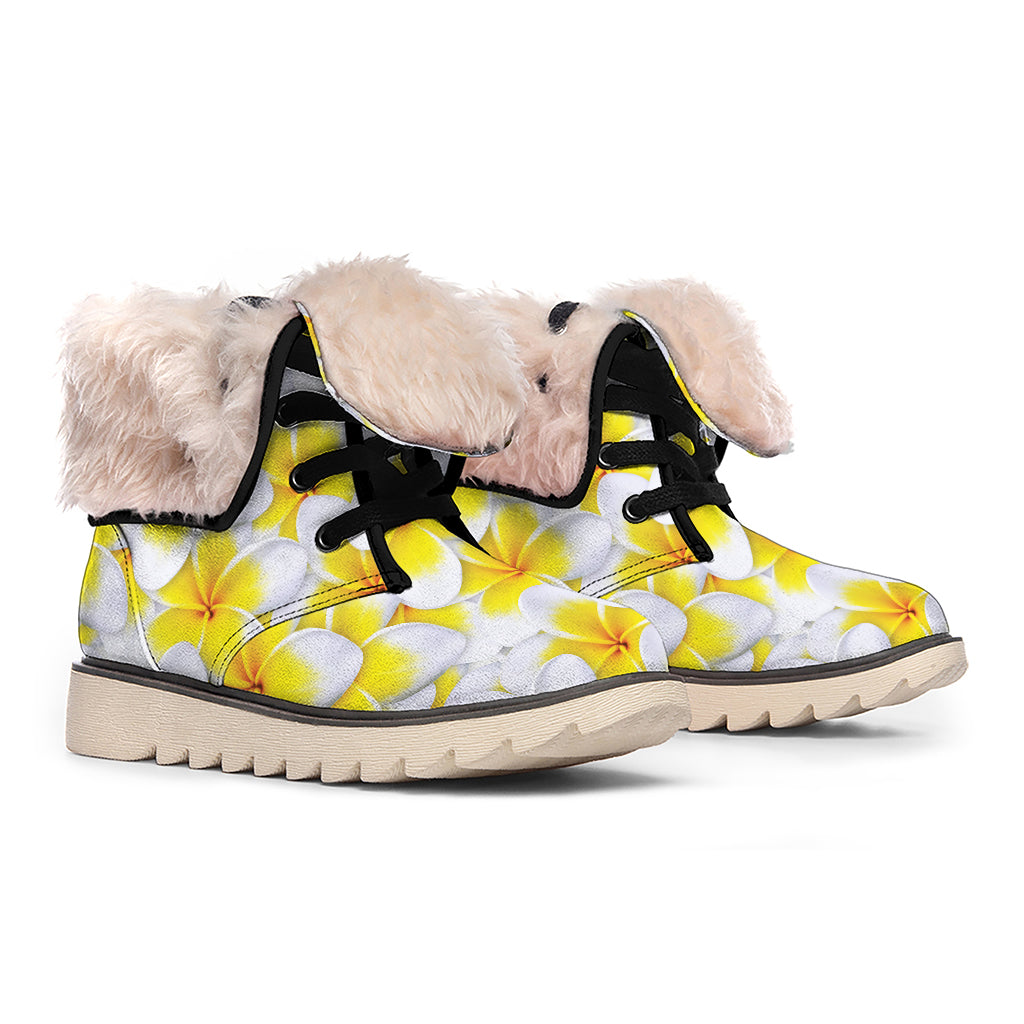 Frangipani Flower Print Winter Boots