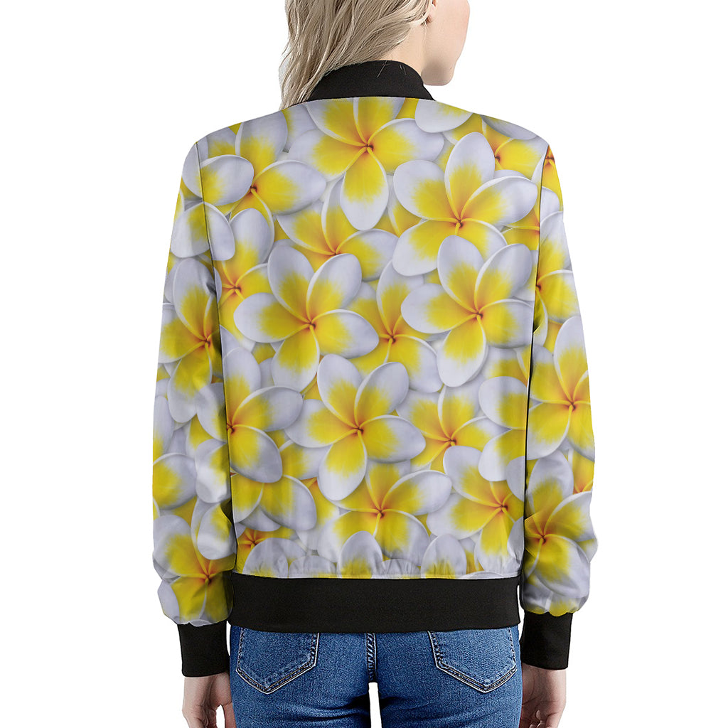 Frangipani Flower Print Women's Bomber Jacket