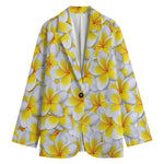 Frangipani Flower Print Women's Cotton Blazer