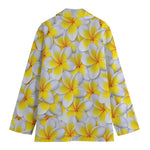 Frangipani Flower Print Women's Cotton Blazer