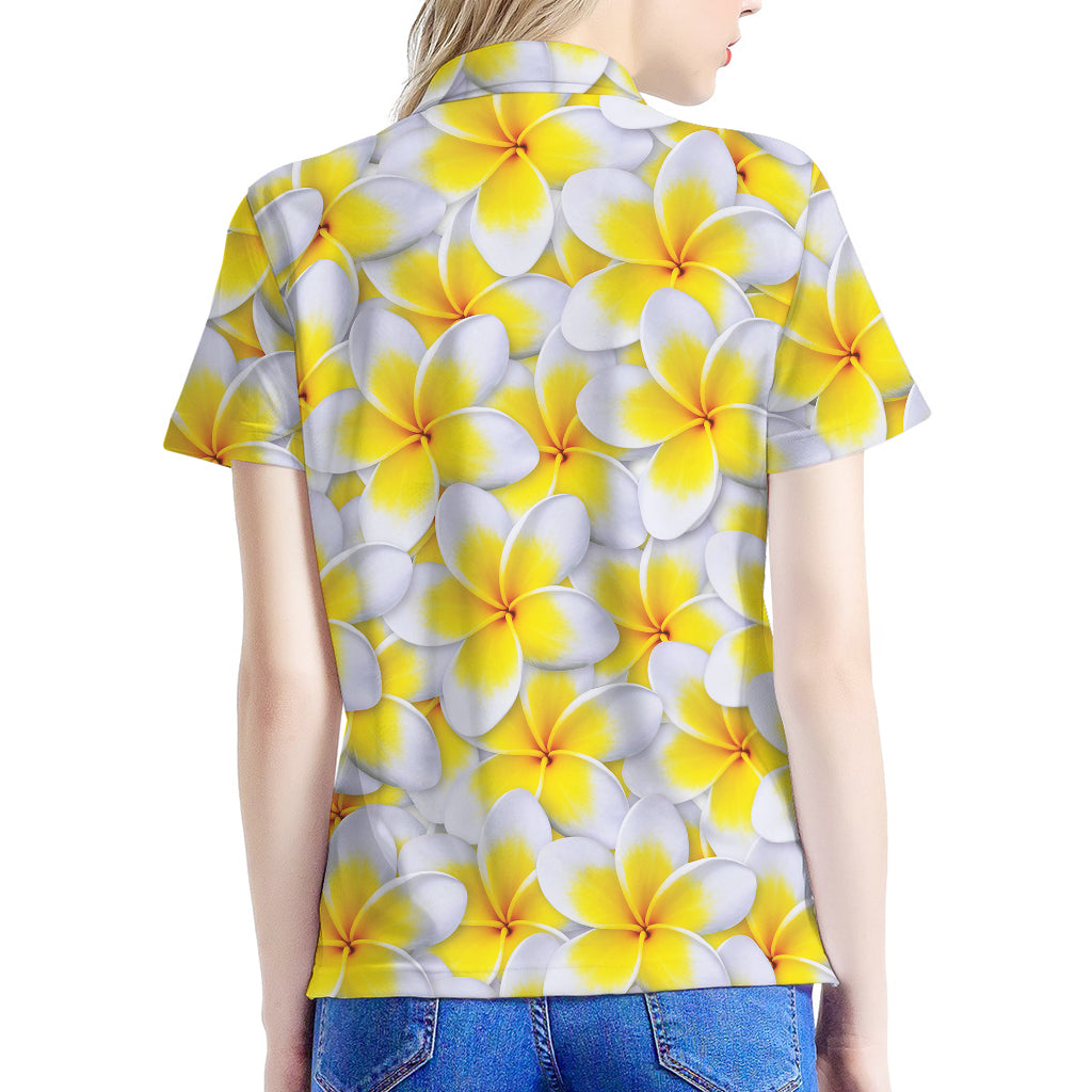 Frangipani Flower Print Women's Polo Shirt