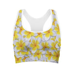 Frangipani Flower Print Women's Sports Bra