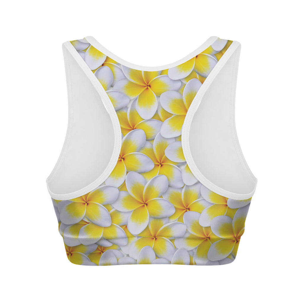 Frangipani Flower Print Women's Sports Bra