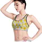 Frangipani Flower Print Women's Sports Bra