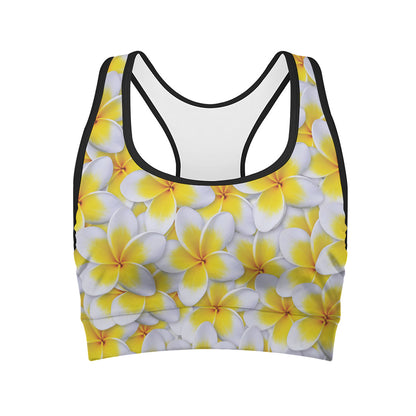 Frangipani Flower Print Women's Sports Bra