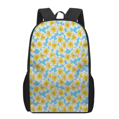 Frangipani On The Water Pattern Print 17 Inch Backpack