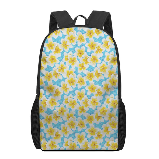 Frangipani On The Water Pattern Print 17 Inch Backpack