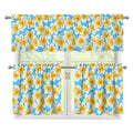 Frangipani On The Water Pattern Print 3 Piece Kitchen Curtains
