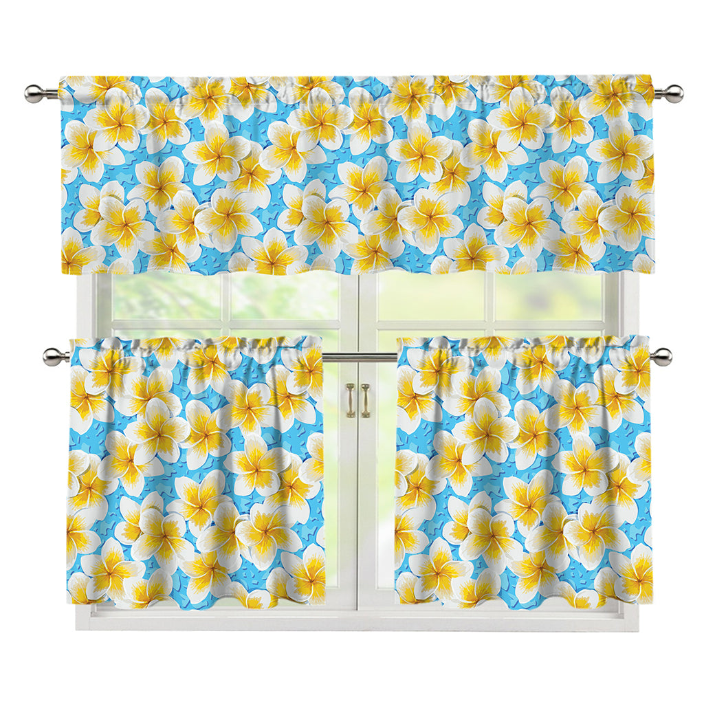 Frangipani On The Water Pattern Print 3 Piece Kitchen Curtains