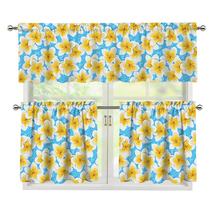 Frangipani On The Water Pattern Print 3 Piece Kitchen Curtains