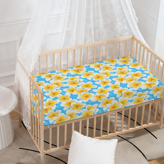 Frangipani On The Water Pattern Print Baby Crib Sheet