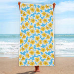 Frangipani On The Water Pattern Print Beach Towel