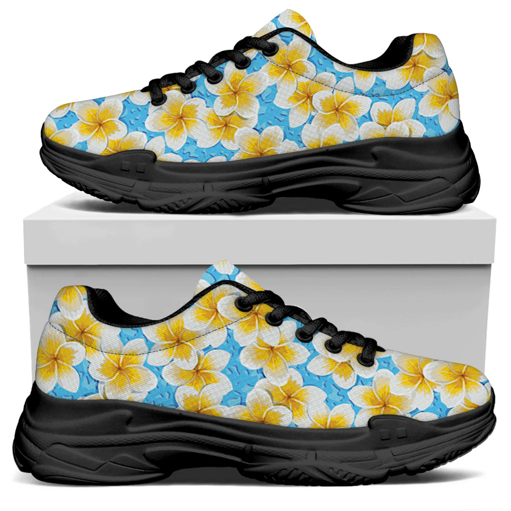 Frangipani On The Water Pattern Print Black Chunky Shoes