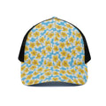 Frangipani On The Water Pattern Print Black Mesh Trucker Hat
