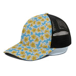 Frangipani On The Water Pattern Print Black Mesh Trucker Cap
