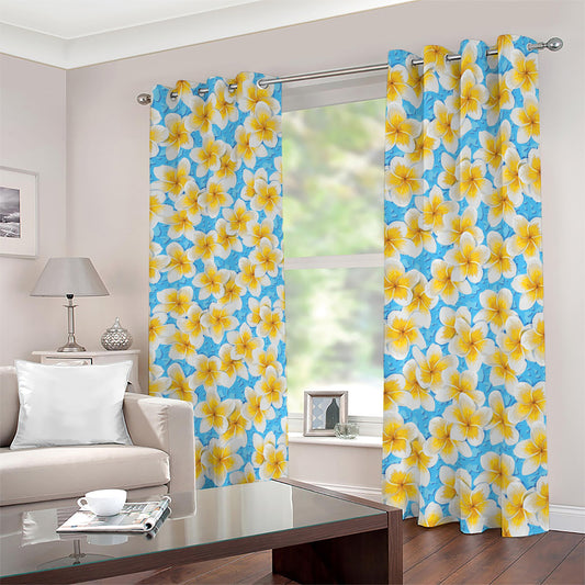 Frangipani On The Water Pattern Print Blackout Grommet Curtains