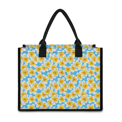 Frangipani On The Water Pattern Print Canvas Tote Bag
