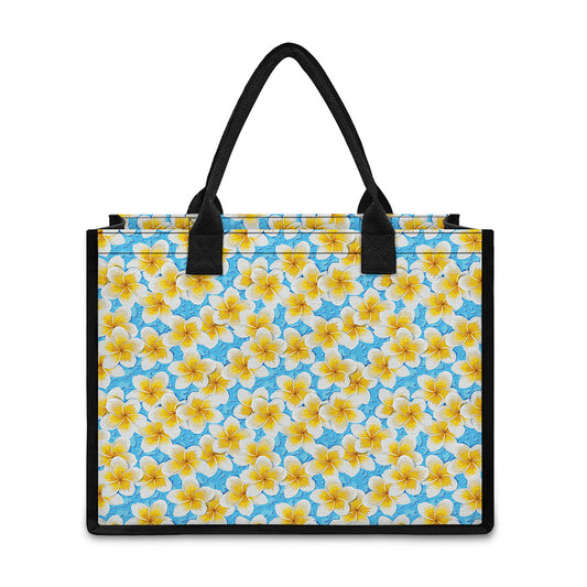 Frangipani On The Water Pattern Print Canvas Tote Bag