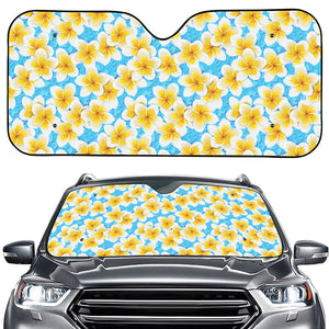 Frangipani On The Water Pattern Print Car Windshield Sun Shade