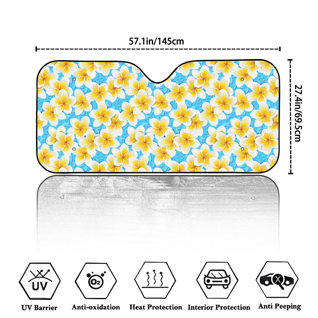 Frangipani On The Water Pattern Print Car Windshield Sun Shade