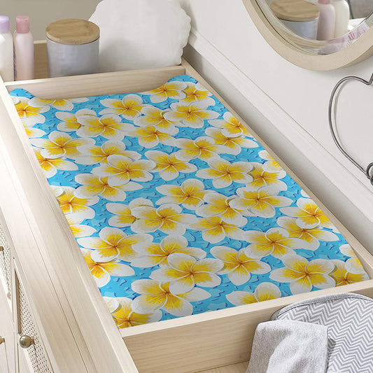 Frangipani On The Water Pattern Print Changing Pad Cover