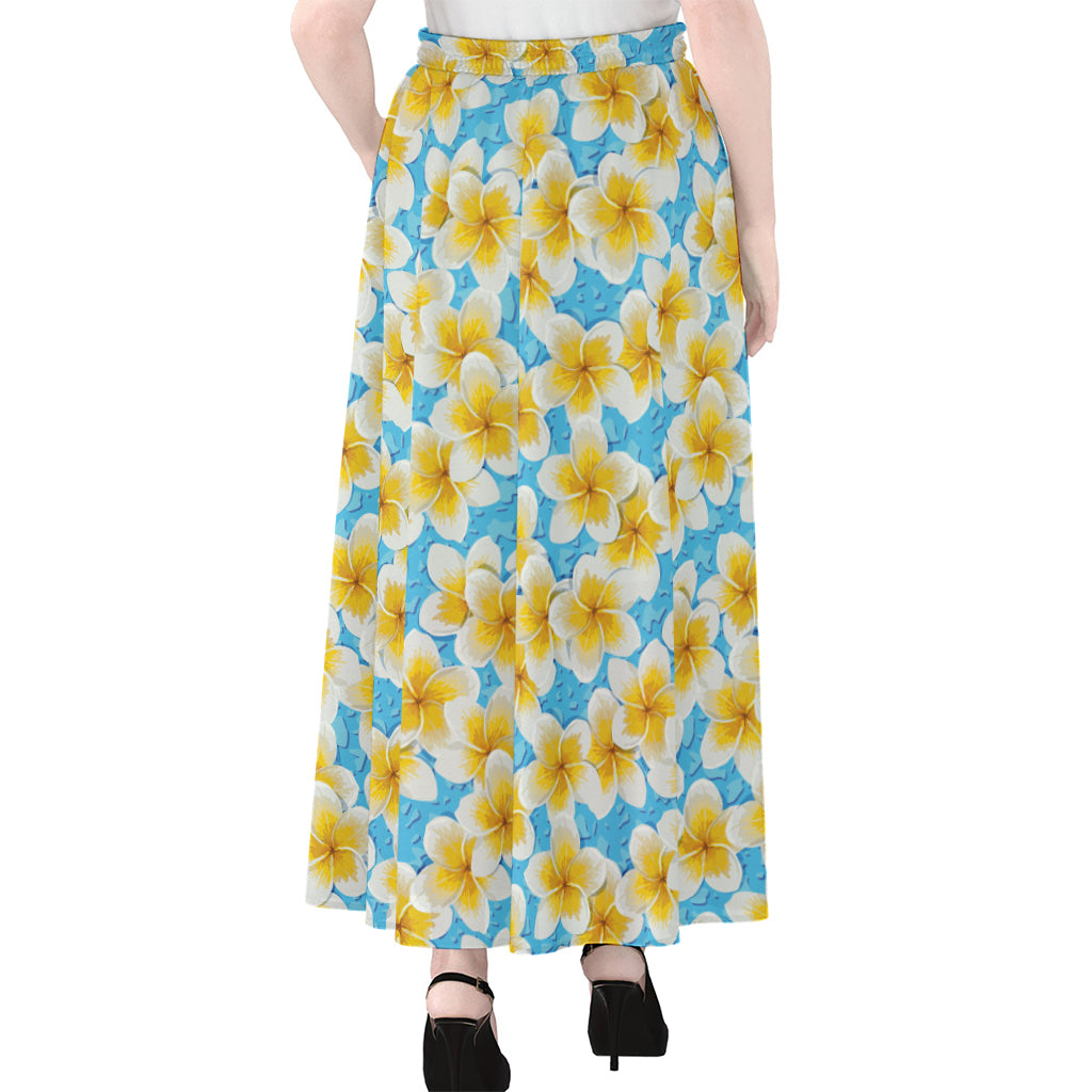 Frangipani On The Water Pattern Print Chiffon Maxi Skirt