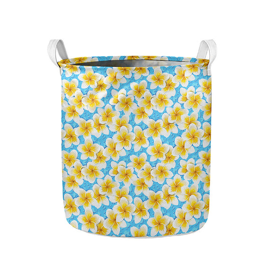 Frangipani On The Water Pattern Print Collapsible Laundry Basket