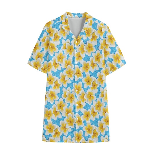 Frangipani On The Water Pattern Print Cotton Hawaiian Shirt